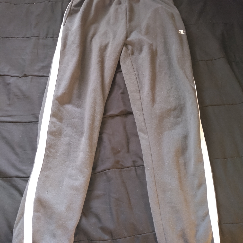 Champion Dark Gray Sweatpants with White Stripes